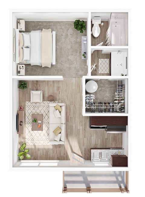 Floor plan for studio, 1 bath, 414 sqft